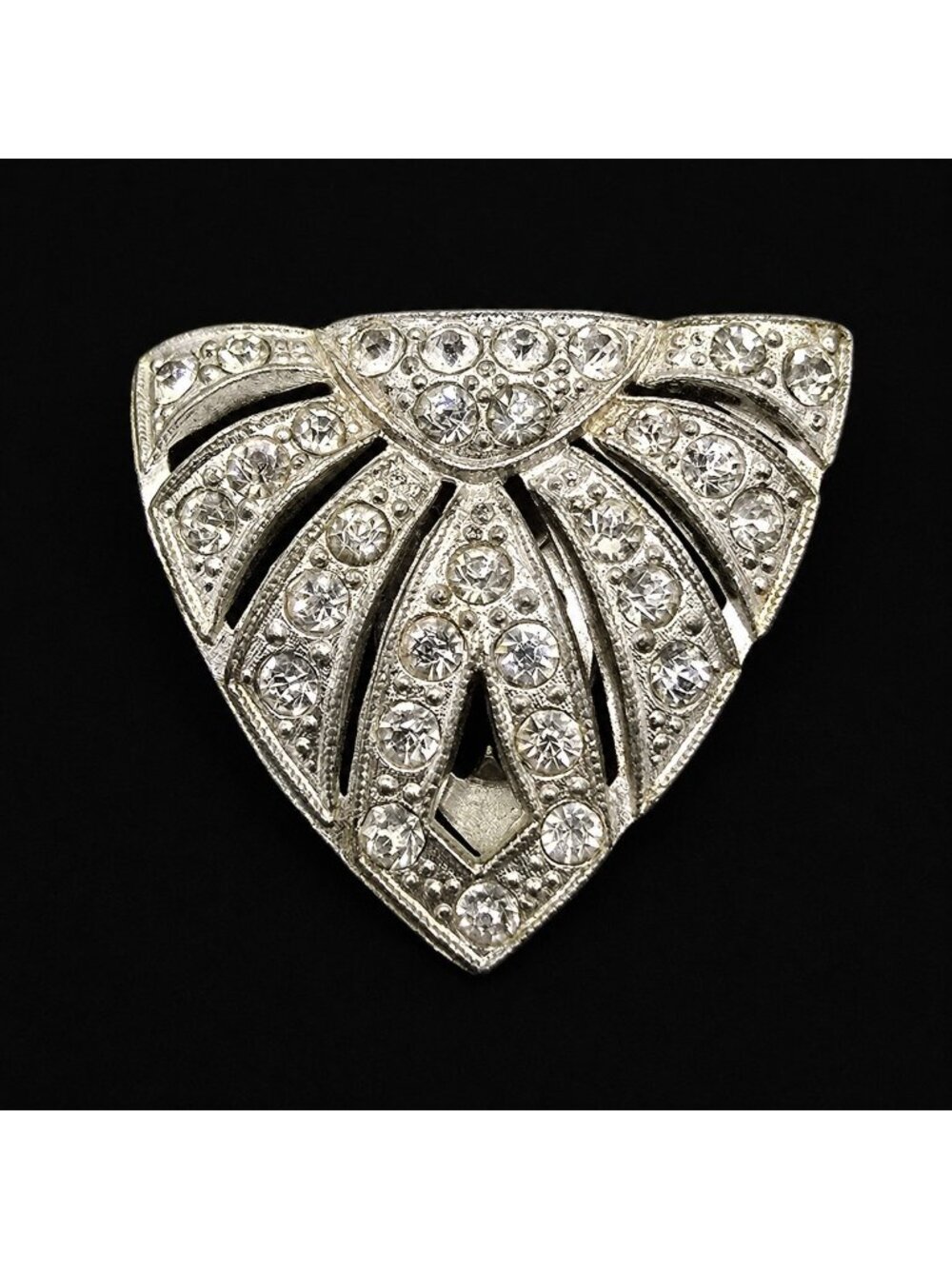 Vintage Art Deco Rhinestone Shoe Clip Silver Tone Paste Crystal Single Gatsby